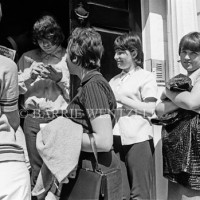 John Stax signs for the fans out side Chester St. house, Belgravia 1964